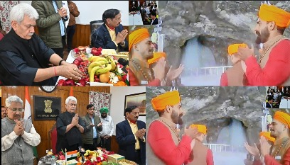 'LG Manoj Sinha attended Pratham Puja of Shri Amarnath Ji Yatra via video conferencing'